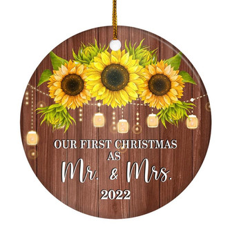 2022 Our First Christmas As Mr And Mrs Gift Sunflower For Wedding Newlywed Couple 2022 Christmas Tree Ornament - Thegiftio UK