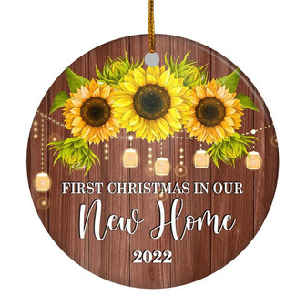 2022 First Christmas In Our New Home Mr And Mrs Gift Sunflower For Wedding Newlywed Couple 2022 Christmas Tree Ornament - Thegiftio UK