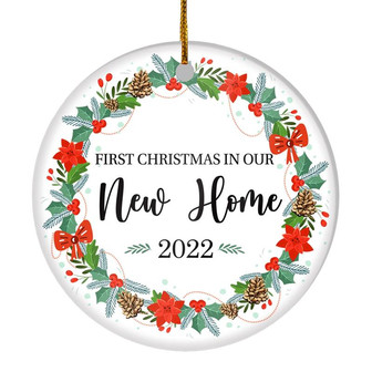2022 First Christmas In Our New Home Mr And Mrs Gift Christmas Flower For Wedding Newlywed Couple 2022 Christmas Tree Ornament - Thegiftio UK