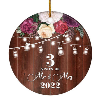 3rd Anniversary Wedding Ornament 3 Years As Mr and Mrs For Couples Christmas Husband Wife Married Wedding Gift Holiday Decoration Christmas Tree Ornament - Thegiftio UK