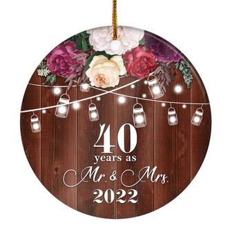 40th Anniversary Wedding Ornament 40 Years As Mr and Mrs For Couples Christmas Husband Wife Married Wedding Gift Holiday Decoration Christmas Tree Ornament - Thegiftio UK