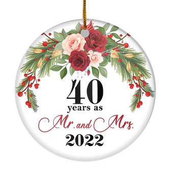 40th Wedding Anniversary 40 Years As Mr & Mrs 2022 Christmas Ornaments Gifts For Couples Husband Wife Holiday Decoration Christmas Tree Ornament - Thegiftio UK