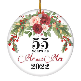 55th Wedding Anniversary 55 Years As Mr & Mrs 2022 Christmas Ornaments Gifts For Couples Husband Wife Holiday Decoration Christmas Tree Ornament - Thegiftio UK