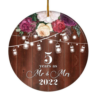 5th Anniversary Wedding Ornament 5 Years As Mr and Mrs For Couples Christmas Husband Wife Married Wedding Gift Holiday Decoration Christmas Tree Ornament - Thegiftio UK