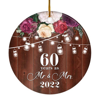 60th Anniversary Wedding Ornament 60 Years As Mr and Mrs For Couples Christmas Husband Wife Married Wedding Gift Holiday Decoration Christmas Tree Ornament - Thegiftio UK