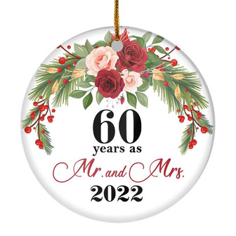60th Wedding Anniversary 60 Years As Mr & Mrs 2022 Christmas Ornaments Gifts For Couples Husband Wife Holiday Decoration Christmas Tree Ornament - Thegiftio UK