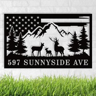 Address Signs For Houses Personalized Outdoor Address Name Sign With Deer Scene Hunting Camp Sign Housewarming Gift - Thegiftio UK