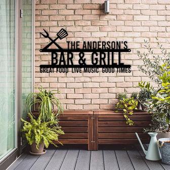 Bar N Grill Metal Sign, Grilling Gifts Sign Personalized, Kitchen Metal Sign, Grill Gifts for Dad, Personalized Outdoor Metal sign