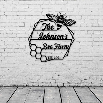 Bee Farm Metal Sign Bee Wall Art Bee Honey Comb Decor Bee Farm Gift Honey Bee Garden Metal Bee Gift Honey Comb Decor - Thegiftio UK