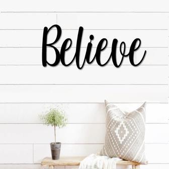 Believe Metal Word Art Kembara Script Word Art Indoor Outdoor Believe Metal Sign Metal Wall Art Farmhouse Decor Believe Word Art - Thegiftio UK