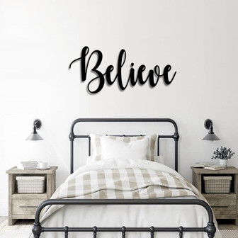 Believe Script Metal Word Sign Rustic Metal Believe Sign Farmhouse Decor Housewarming Gift Metal Wall Art Steel Word Art - Thegiftio UK