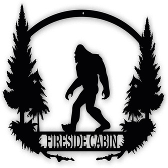 Bigfoot Sasquatch Personalized Metal Sign - Custom Walking Yeti Silhouette Metal Wall Art Decorative Accent Home Decor Sign - Thegiftio