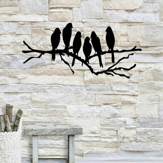 Birds on Branch Metal Wall Art Sign | Metal Birds on Branch - Thegiftio UK