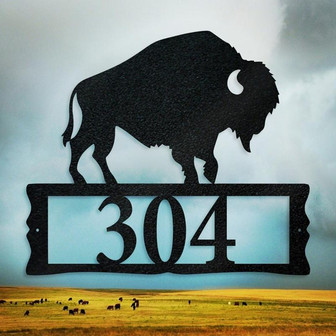 Bison Metal Address Plaque for House, Address Number, Metal Address Sign, House Numbers, Front Porch Address - Thegiftio UK
