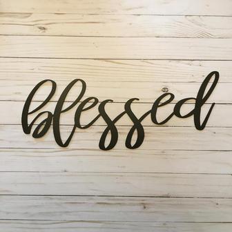 Blessed Metal Sign Farmhouse Decor Metal Wall Art Housewarming Gift Metal Words Just Blessed - Thegiftio UK