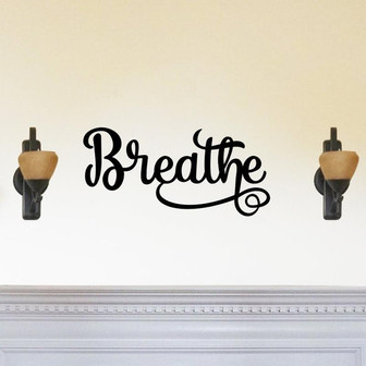 Breathe Script Metal Word Sign Rustic Metal Sign Cursive Farmhouse Decor Housewarming Gift Metal Wall Art Steel Word Art - Thegiftio UK
