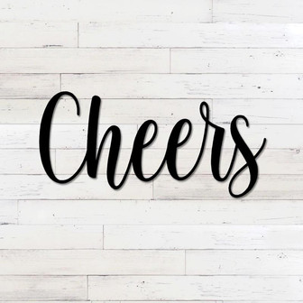 Cheers Metal Word Art Kembara Script Word Art Indoor Outdoor Cheers Metal Sign Metal Wall Art Farmhouse Decor Cheers Word Art - Thegiftio