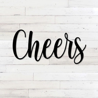 Cheers Metal Word Art Kembara Script Word Art Indoor Outdoor Cheers Metal Sign Metal Wall Art Farmhouse Decor Cheers Word Art - Thegiftio UK