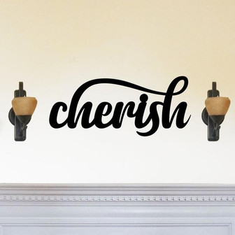 Cherish Script Metal Word Sign Rustic Metal Sign Cursive Farmhouse Decor Housewarming Gift Metal Wall Art Steel Word Art - Thegiftio UK