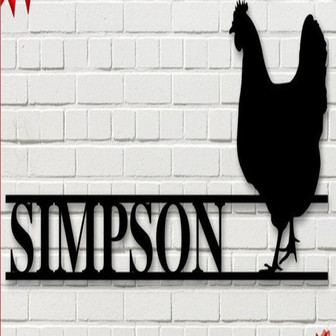 Chicken Farmer Farmhouse Last Name Sign Custom Family Name Metal Sign Personalized Metal Monogram Sign - Thegiftio