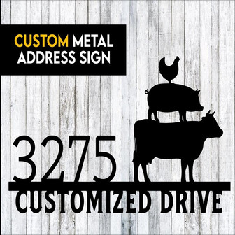Chicken Pig Cow Custom Metal Address Sign Custom Address Sign Farm Address Sign 14g Steel - Thegiftio UK