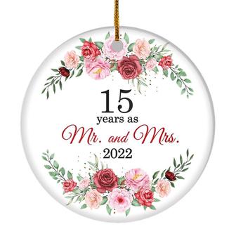 Christmas Ornaments Gifts For Couples Husband Wife Holiday 15th Wedding Anniversary 15 Years As Mr & Mrs 2022 Decoration Christmas Tree Ornament - Thegiftio UK