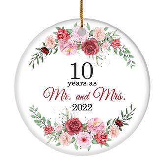 Christmas Ornaments Gifts For Couples Husband Wife Holiday 10th Wedding Anniversary 10 Years As Mr & Mrs 2022 Decoration Christmas Tree Ornament - Thegiftio UK