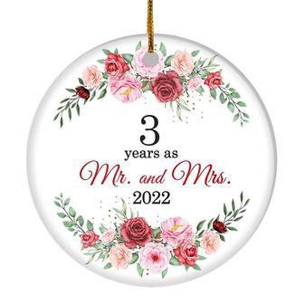 Christmas Ornaments Gifts For Couples Husband Wife Holiday 3rd Wedding Anniversary 3 Years As Mr & Mrs 2022 Decoration Christmas Tree Ornament - Thegiftio UK