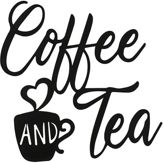 Coffee and Tea Bar Sign Metal Hanging Wall Art Sign Black Coffee Cup Wall Decor Coffee Bar Sign for Cafe Farmhouse Kitchen Wall Decor - Thegiftio