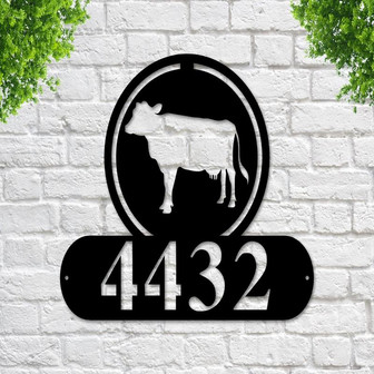 Cow Address Sign Cow Metal Sign Metal Farm Sign Cow Ranch Sign Metal Cow Address Signs House Number Plaque Address Plaque Metal Signs - Thegiftio UK