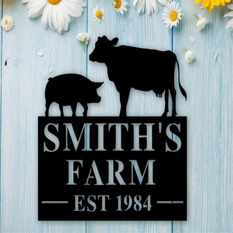 Cow Farm Sign Cow Sign Personalized Farm Sign Barn Sign Ranch Sign Farmhouse Decor Farmhouse Sign Cow And Pig Sign Pig Sign Sign - Thegiftio UK