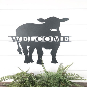 Cow Welcome Metal Decor Metal Sign Farmhouse Wedding Gift Farm Sign Housewarming Gift Rustic Western Home Decor Metal Art Ranch - Thegiftio