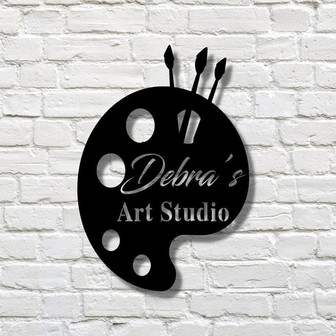 Custom Art studio Metal Wall Decor, Paint Brush Sign - Thegiftio UK