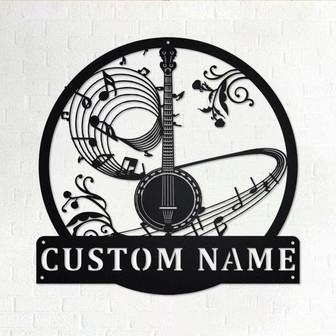 Custom Banjo Metal Wall Art, Personalized Banjo Name Sign Decoration For Room - Thegiftio UK