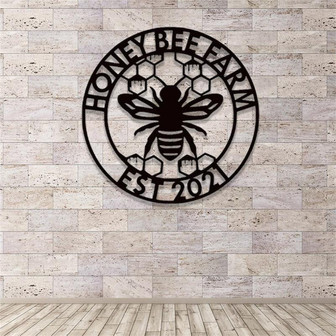Custom Bee Metal Sign,Honey Bee Metal Wall Art,Personalized Beekeeper Name Sign,Bee Farm Decor,Bee Keeper's Gift - Thegiftio UK