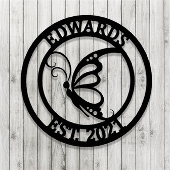 Custom Butterfly Metal Sign,Personalized Garden Metal Wall Art,Custom Butterfly Name Sign - Thegiftio UK
