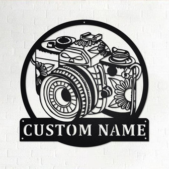 Custom Camera Zentangle Metal Wall Art, Personalized Camera Name Sign Decoration For Room, Camera Metal Home Decor - Thegiftio
