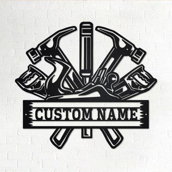 Custom Carpenter Tools Metal Wall Art, Personalized Carpenter Name Sign Decoration For Room, Carpenter Home Decor - Thegiftio