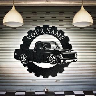 Custom Chevy Truck Classic Car Collection Cut Metal Sign Personalized Truck Name Metal Sign Wall Art - Thegiftio UK