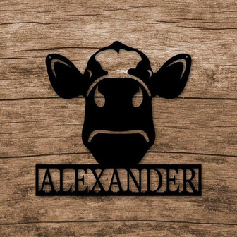 Custom Cow Head Metal Sign Farm Wall Decor - Thegiftio UK