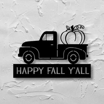 Custom Fall Pumpkin Truck Metal Sign, Fall Porch Decor, Happy Fall Metal Sign