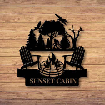 Custom Family Name Campfire Sign Metal Campfire Sign Farmhouse Decor Outdoor Family Sign Bigfoot Sign Wall Art Metal Sign - Thegiftio UK