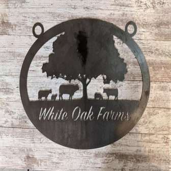 Custom Farm Sign Ranch Sign Personalized Sign With Your Name Rustic Steel Personalized Gift Custom Metal Sign Cow Cattle Tree - Thegiftio UK