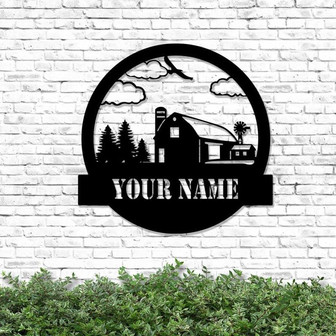 Custom Farmhouse Cut Metal Sign Farmer Metal Wall Art Personalized Metal Farm Sign House Monogram Wall Hanging Gift For Farmers - Thegiftio UK