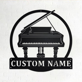 Custom Grand Piano Metal Wall Art, Personalized Grand Piano Name Sign Decoration For Room - Thegiftio