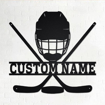Custom Hockey Metal Wall Art, Personalized Hockey Name Sign Decoration For Room, Hockey Metal Sign, Hockey Home Decor - Thegiftio UK