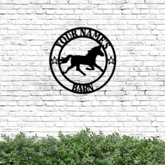 Custom Horse Barn Cut Metal Sign Horse Ranch Metal Wall Art Horse Farm Metal Sign Outdoor Family Name Metal Ranch Sign Barn And Horse - Thegiftio UK