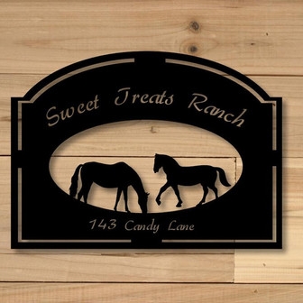 Custom Horse Metal Sign, Metal Name Sign, Farmhouse Decor, Outdoor Decor, Personalized Metal Horse Sign - Thegiftio UK