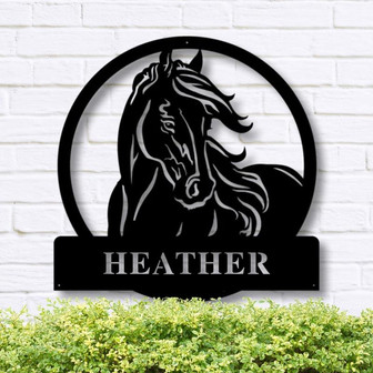 Custom Horse Metal Sign, Farmhouse Decor, Outdoor Decor, Personalized Metal Horse Sign - Thegiftio UK