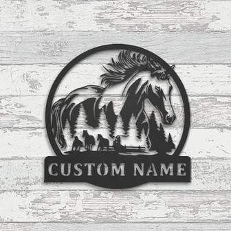 Custom Horse Metal Wall Art, Personalized Horse Farm Name Sign Decoration For Living Room, Horse Lover Out Home Decor Gifts - Thegiftio UK